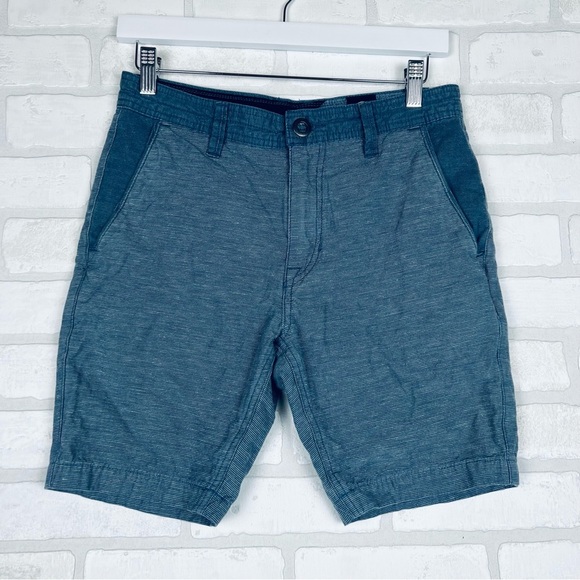 Volcom‎ 28” x 7.5" Blue Linen Blend Chino Shorts, Blue Stripe Chambray - Picture 1 of 11